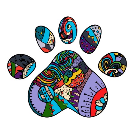 Zen and Tangle elements in the shape of a footprint of an animal. - Vectorのイラスト素材