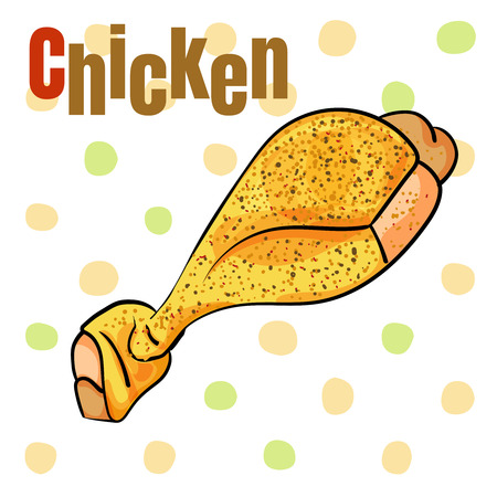 Vector illustration of chicken leg. Food in batter. Street food. - Vectorのイラスト素材