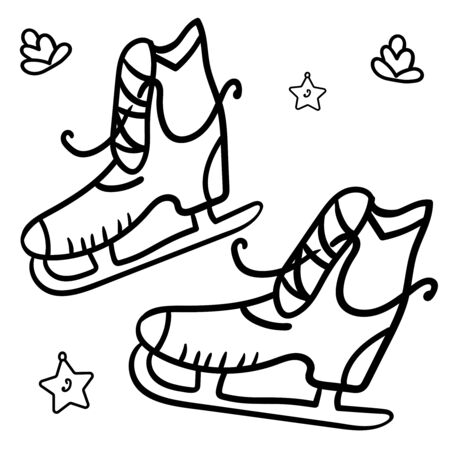 Coloring, skates. Figure Skating on the white background. - Vector.のイラスト素材