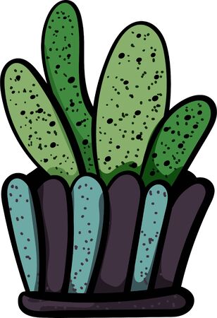 Cactus In A Pot. Botanical illustration. Succulent plant. Scandinavian style, comfort in the house. Hygge.- Vector. Vector illustrationのイラスト素材