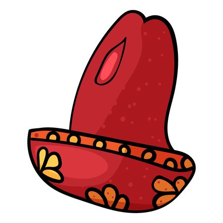 Mexican sombrero colorful. Red sombrero with flowers. Hat vector Illustration on a white background. - Vector. Vector illustrationのイラスト素材