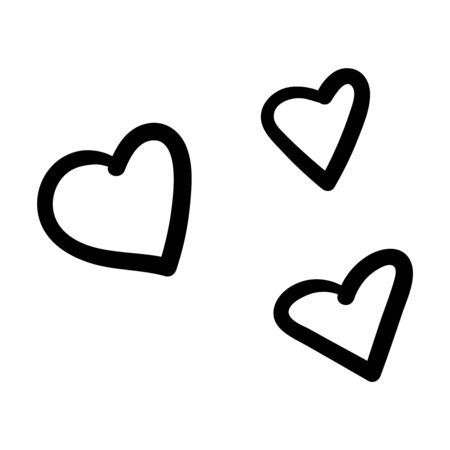 Collection of hearts for any event. Isolated Valentine's day objects. Coloring page, Coloring book. Contour. Vector. Vector illustrationのイラスト素材