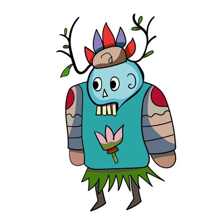 Cartoon of totem idol vector icon. Shaman doodle style, game character. Vector illustrationのイラスト素材
