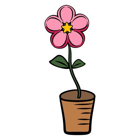 Flower in a pot. Bloom. Spring-summer season, home decoration. Illustration vectorのイラスト素材