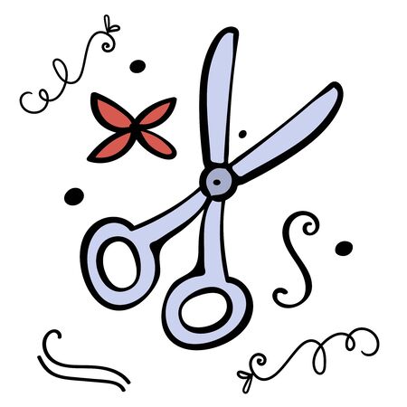 Scissors hair Vector illustration on transparent backgrounds. Cartoon illustration vector.のイラスト素材