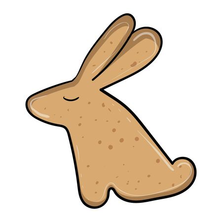 Hare and rabbit. Animal shaped cookies. Birthday, Valentine's Day, Baby shower, Illustration Easter. Vector doodle illustration on transparent and white backgrounds. Cozy Home.のイラスト素材