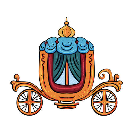 Royal transport. The carriage for the princess. illustration of land transport. Vector clip art illustration.のイラスト素材