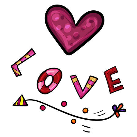 Symbol of Heart and Arrow, Love style. Vector clip art illustration. Clip art for Valentine's Day greeting card.のイラスト素材