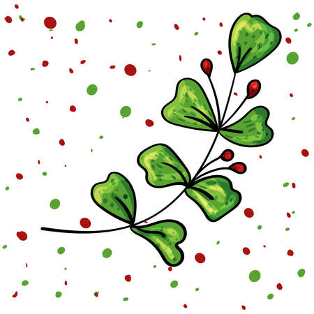 Holly Leaves decoration with Red Berries Vector. Christmas d cor. New Year Vector.のイラスト素材