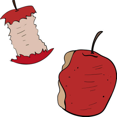 Apple cartoon isolated vector, Apple stub Vector doodle illustrationのイラスト素材