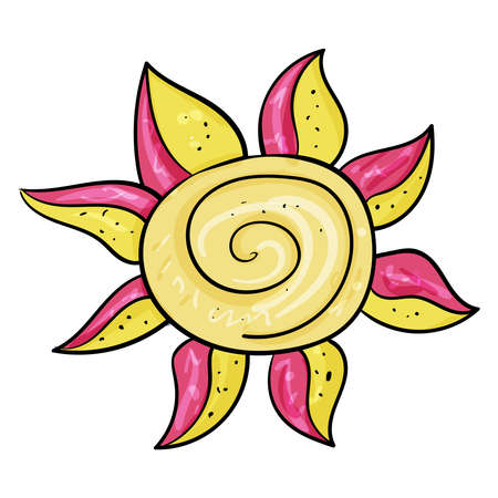 Cartoon Sun Doodle Style. Vector clip art illustration.のイラスト素材