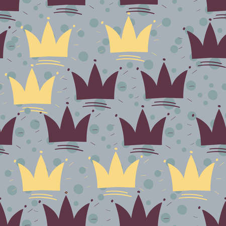 Gold crown Vector Seamless pattern.のイラスト素材