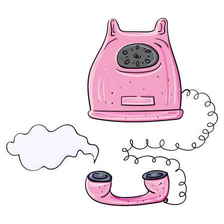 Wired telephone, means of communication. Vintage phone Vector clip art illustration. Template for your designのイラスト素材