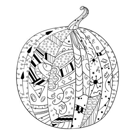 Doodle Watermelon, line medallion Vector design Adult Coloring page or book, anti-stress, hobby.のイラスト素材