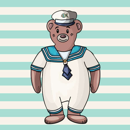 Cute Teddy Bear sailor. Vector clip art illustration Baby shower, Birthday.のイラスト素材