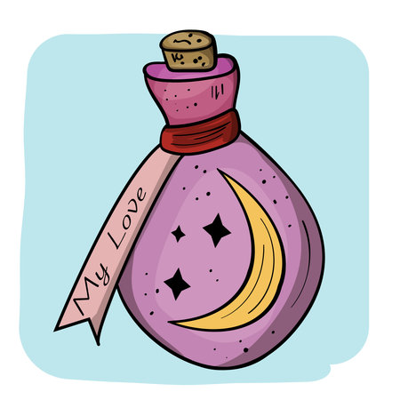 Magic elixir Hand drawn illustration clip art. My love vectorのイラスト素材