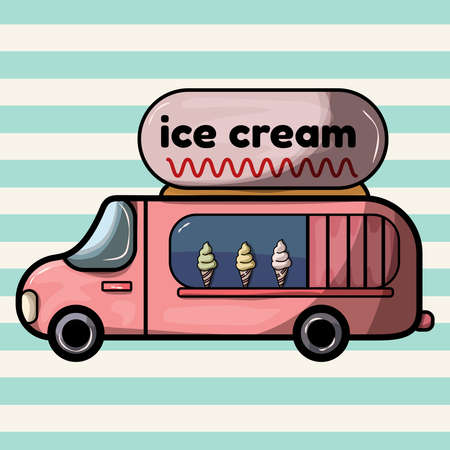 Ice Cream Van. Sale Sweets Dessertのイラスト素材