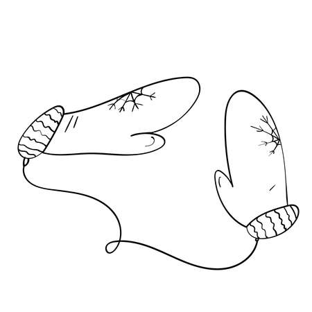 Cute Mittens Clothes Vector Cartoon Coloring Illustrationのイラスト素材