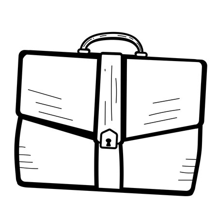 Leather Bag Briefcase Vector Cartoon Illustration Coloring Page or Bookのイラスト素材