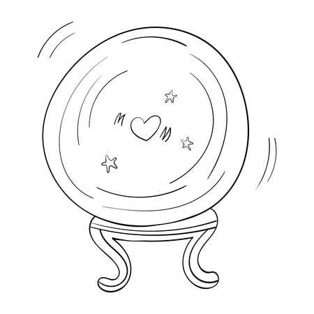 Magic Ball Fortune Teller Hand Drawn Oracle Cartoon Coloring Vector Illustrationのイラスト素材