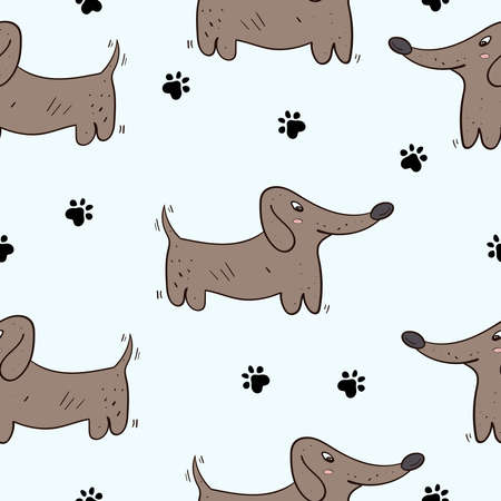 Run Happy Dachshund, Dog Animal Vector Wrappingのイラスト素材
