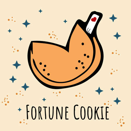Fortune Cookie, Sweet Pastries. Vector Clip Art Illustrationのイラスト素材