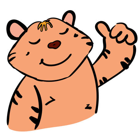 Happy Tiger cartoon character and Ok sign,のイラスト素材