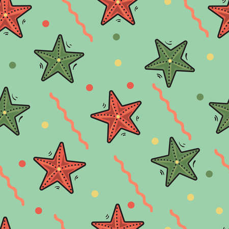 Sea Stars, Vector Pattern with Sea Underwaterのイラスト素材