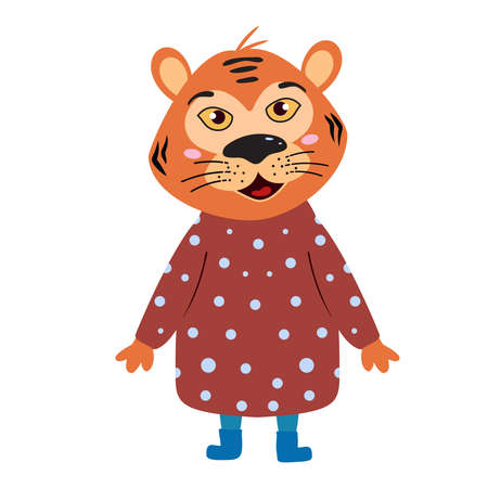 Cute Tiger in pajamas for sleep isolated on a white backgroundのイラスト素材