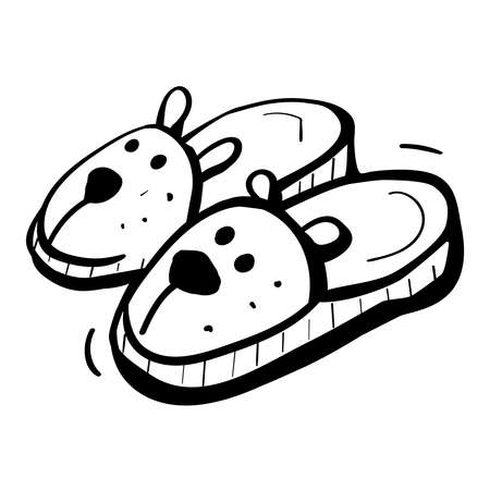 Slippers with pets. Cute Home Cozy Shoes in hand drawn style. vector color illustrationのイラスト素材