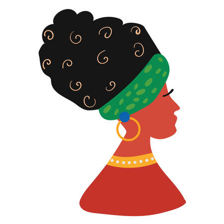 Portrait of the young beautiful African black womanのイラスト素材