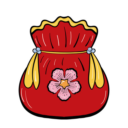 Chinese lucky bag. Symbol of Chinese New Year. vector design element.のイラスト素材