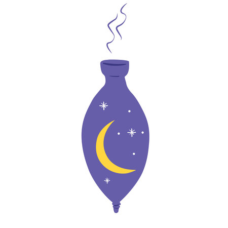 Cosmic Flask with Stars and Crescent Moon Insideのイラスト素材