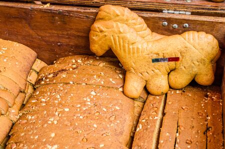Traditional Italian sweet pastry breads at a street food market