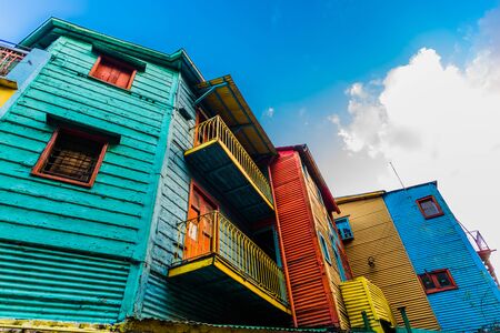 Colorful houses on Caminito street in La Boca neighborhoodの写真素材