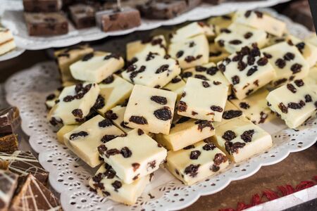 White chocolate at a street food marketの写真素材
