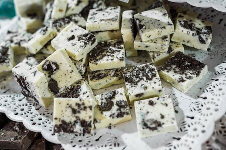 White chocolate at a street food marketの写真素材