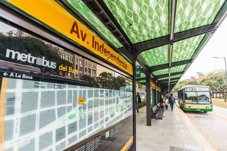 Buenos Aires, Argentina - June 22, 2017: New BRT line of Metrobus del Bajoのeditorial素材
