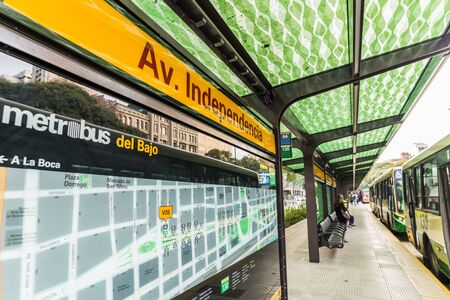 Buenos Aires, Argentina - June 22, 2017: New BRT line of Metrobus del Bajoのeditorial素材