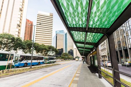 Buenos Aires, Argentina - June 22, 2017: New BRT line of Metrobus del Bajoのeditorial素材
