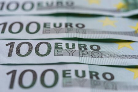 Euro currency of 100 euros. Concept of finance, business, and European Union.の写真素材