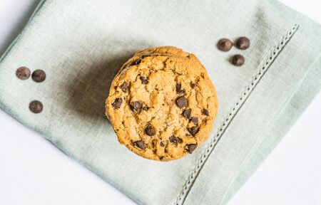Colorful and tasty chocolate chip cookie. Concept of sweet food and dessert.の写真素材