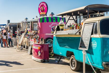 Buenos Aires, Argentina - November 11, 2017: People at a street food marketのeditorial素材