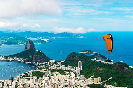 Panoramic view of Botafogo and Pao de Acucar in Rio de Janeiro in summerの写真素材
