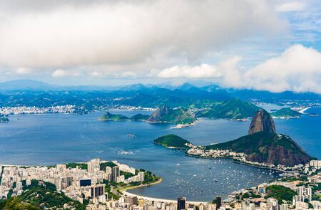 Panoramic view of Botafogo and Pao de Acucar in Rio de Janeiro in summer