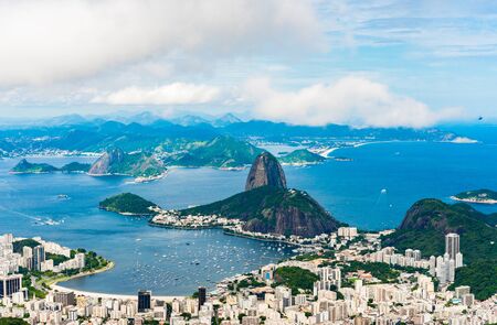 Panoramic view of Botafogo and Pao de Acucar in Rio de Janeiro in summer.の写真素材