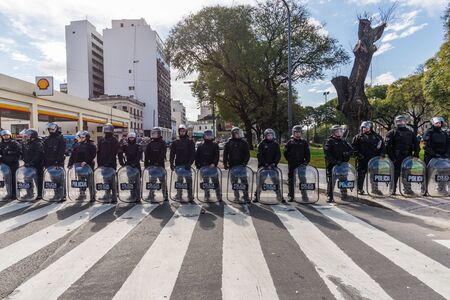 Buenos Aires, Argentina - August 31, 2018: Buenos Aires police during a protest