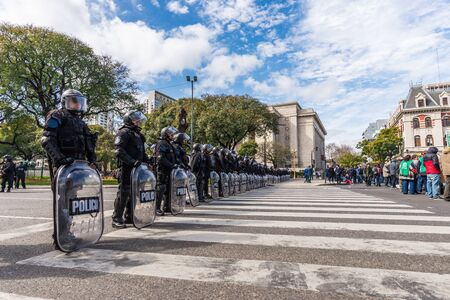 Buenos Aires, Argentina - August 31, 2018: Buenos Aires police during a protestのeditorial素材