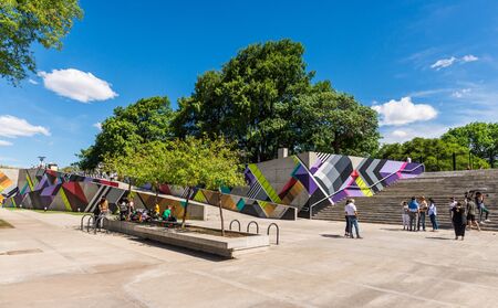 Buenos Aires, Argentina - November 18, 2018: Park at Facultad de Derecho subway