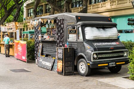 Buenos Aires, Argentina - November 25, 2018: Food trucks at street food marketのeditorial素材